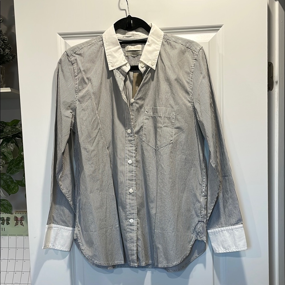 J.Crew NTW Black and White Button Down Shirt with Contrast Collar